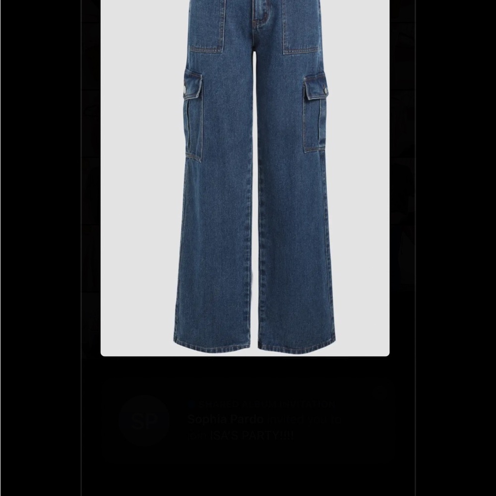 Wide-Leg Denim Cargo Jeans